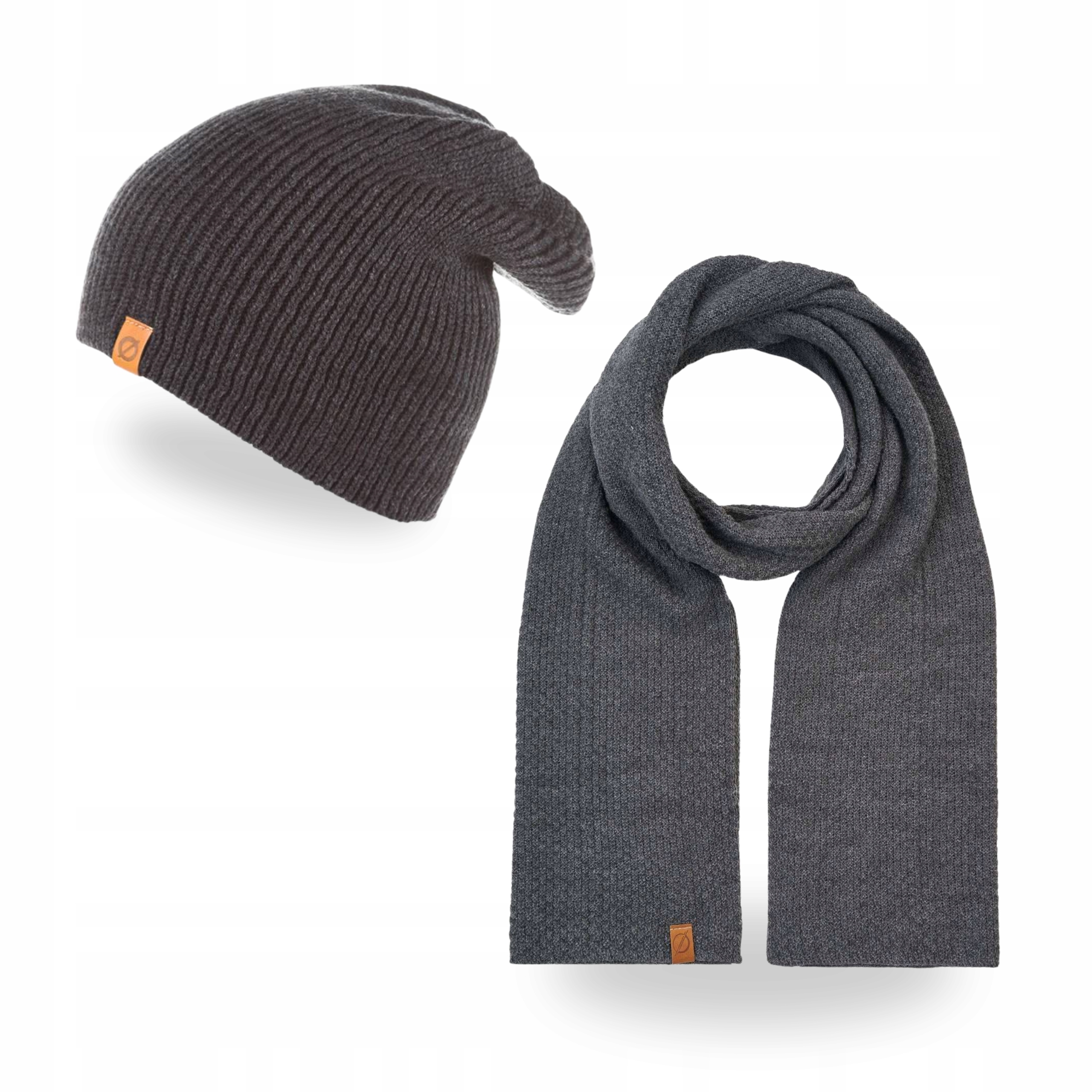 Pánský zimní set Čepice Šmoulinka Dlouhý šátek Brodrene Tmavě šedá