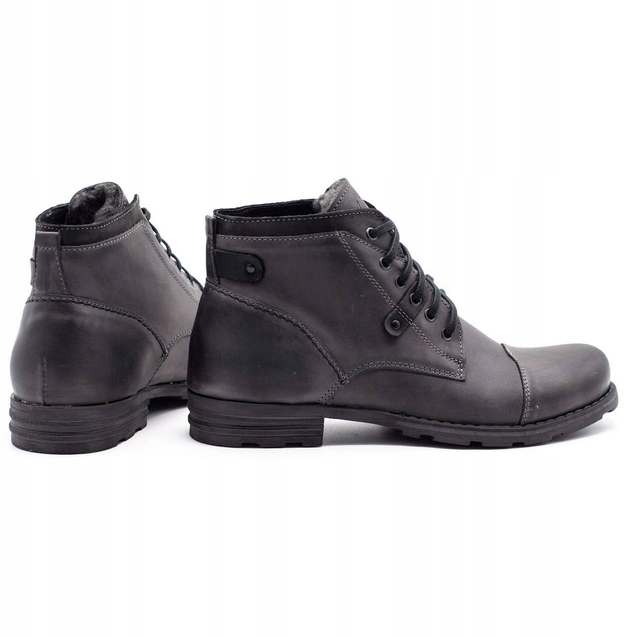 Buty męskie ze skóry naturalnej ocieplane zimowe POLSKIE C15s szare 43 Kod producenta BUTY C15 140/10 45 -