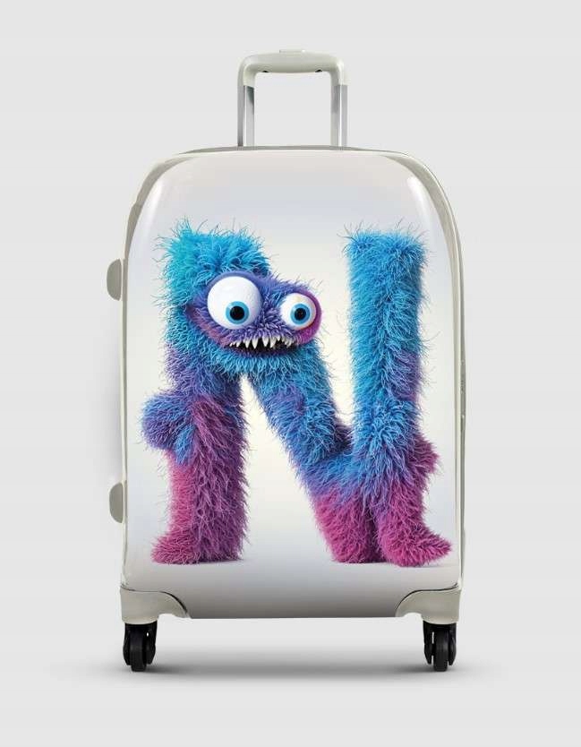 Dětský kufr s písmenem N, personalizovaná kolečka Tsa 360° vel. S