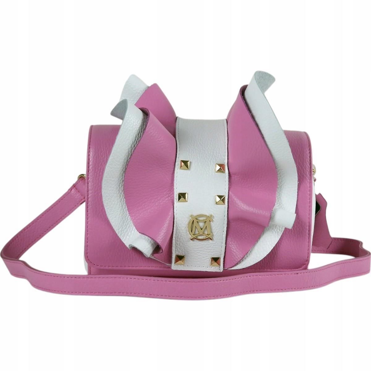 Massimo Contti Kabelka přes rameno kufřík přírodní kůže růžová volánek