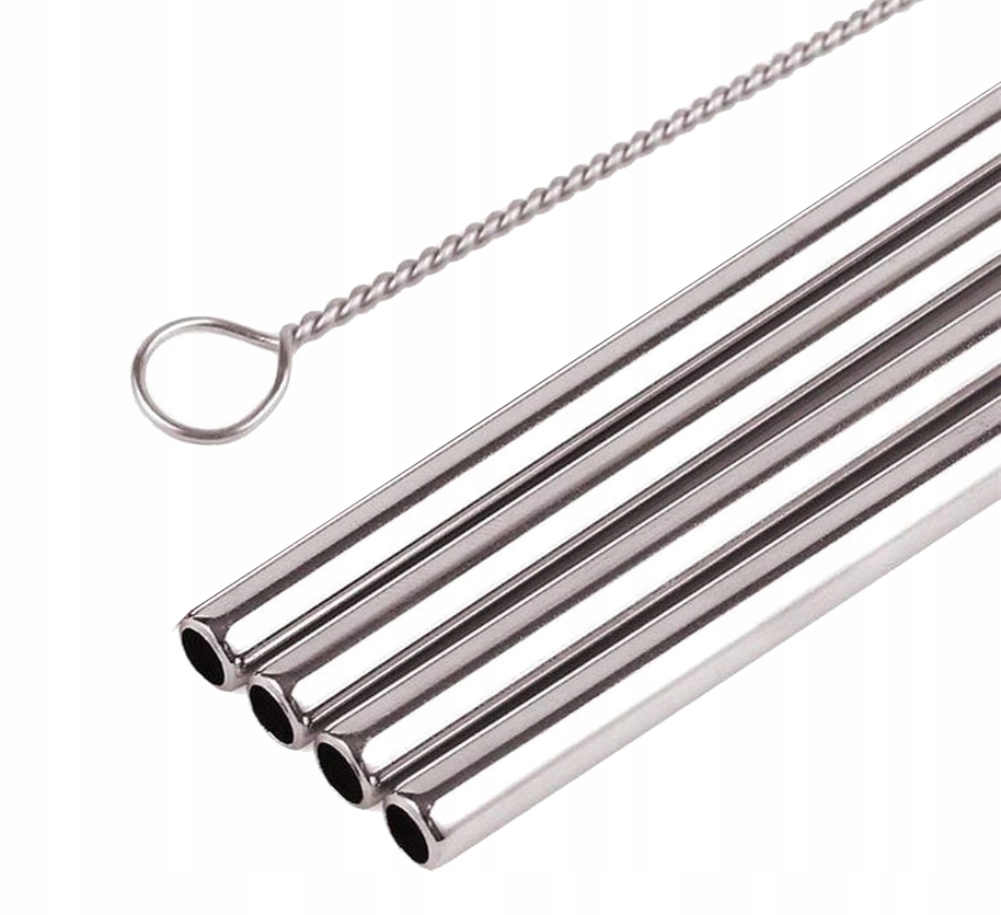 ZESTAW 4x SŁOMKI RURKI METALOWE WIELORAZOWE DO NAPOJÓW EKOLOGICZNE +CZYŚCIK Kod producenta AG371