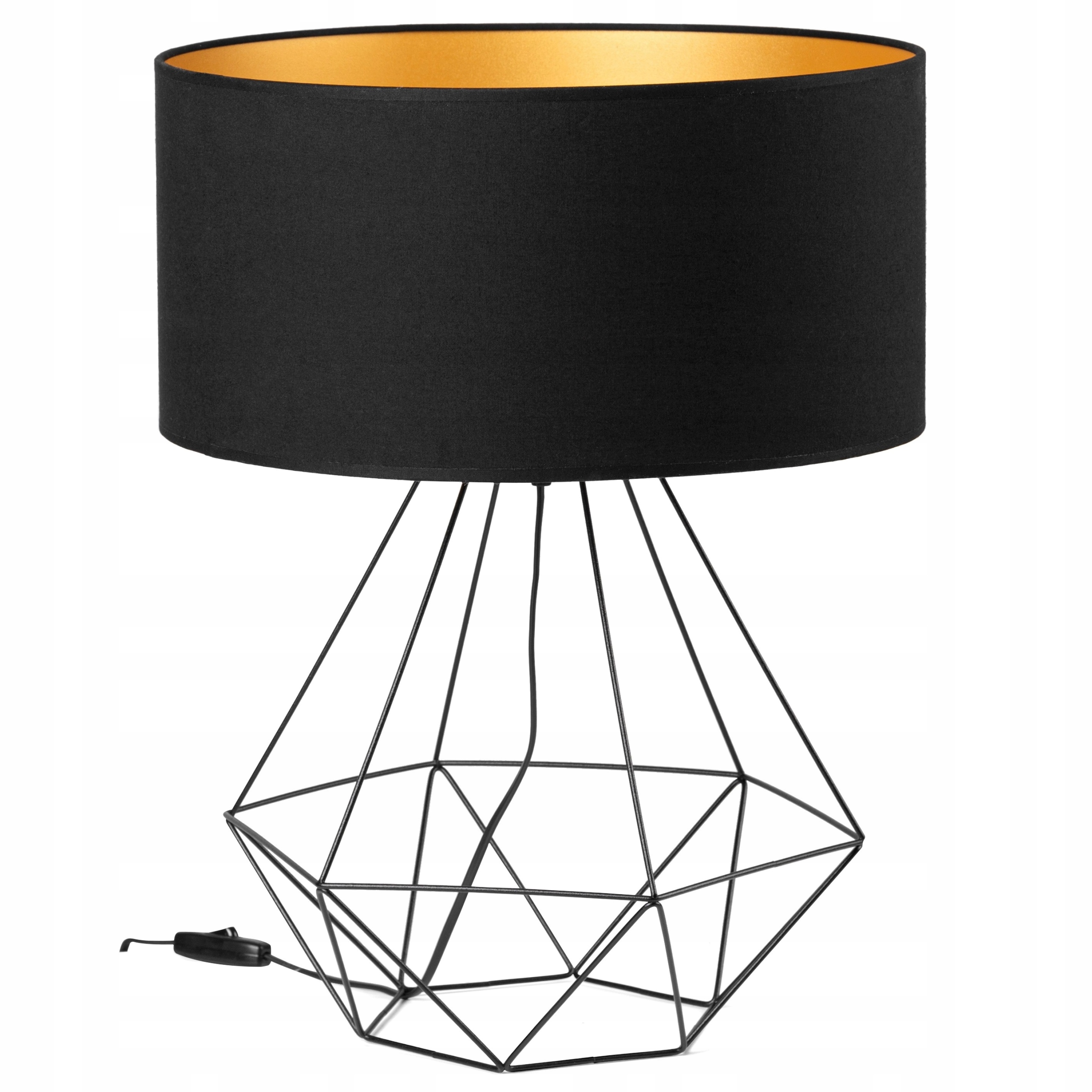Lampa biurkowa stołowa Nocna Loft maxi Abażur czarny złoty