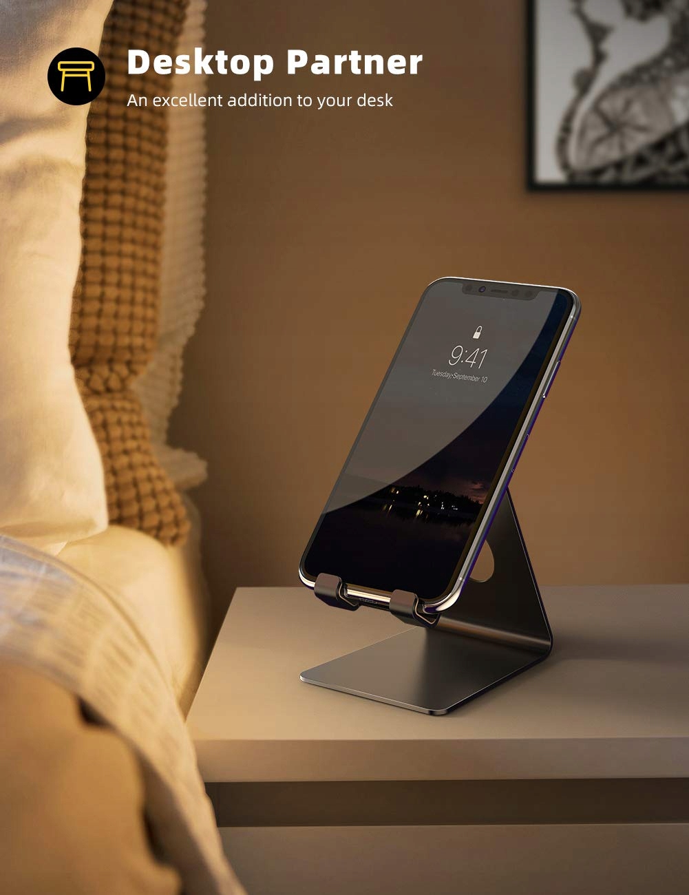 Lamicall Stojak Na Telefon Podstawka Uchwyt iPhone Czarny — miniatura 5