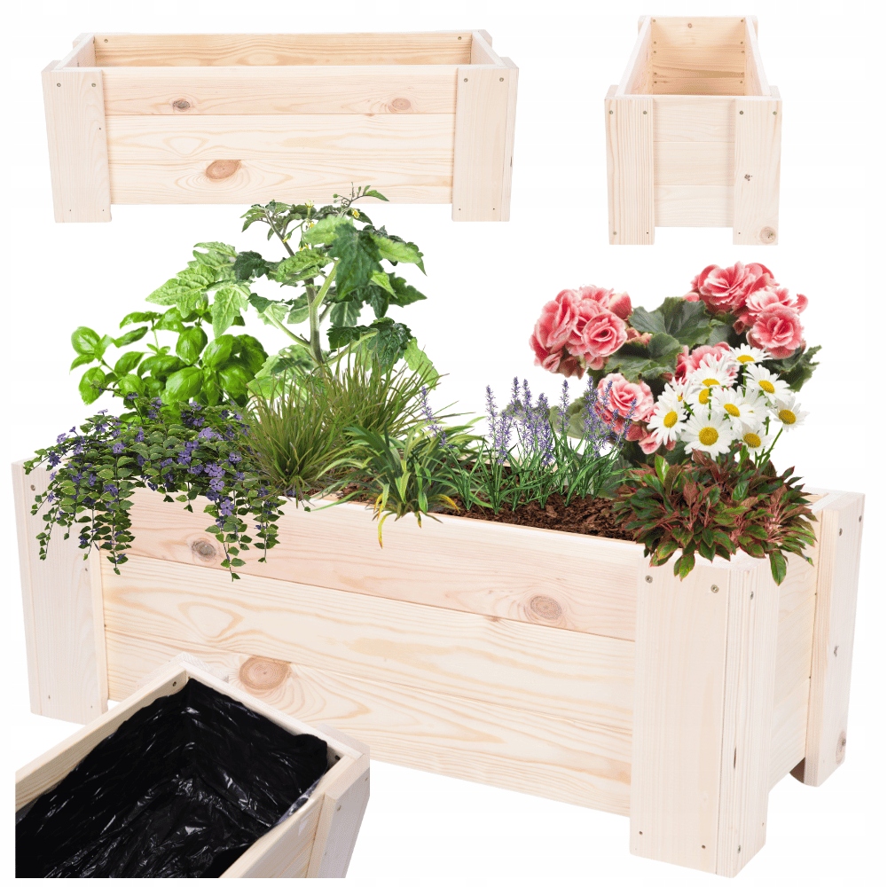 Donica drewniana ogrodowa warzywna doniczka na balkon szer. 90 cm Folia