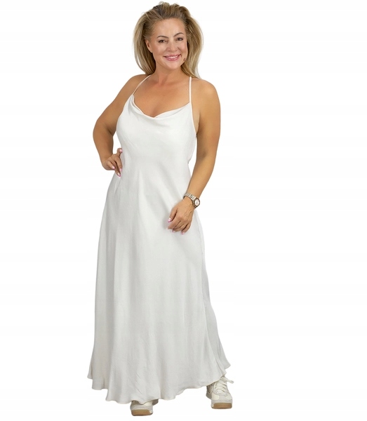 Saténová šaty maxi s splývavým střihem Agrafka unisize