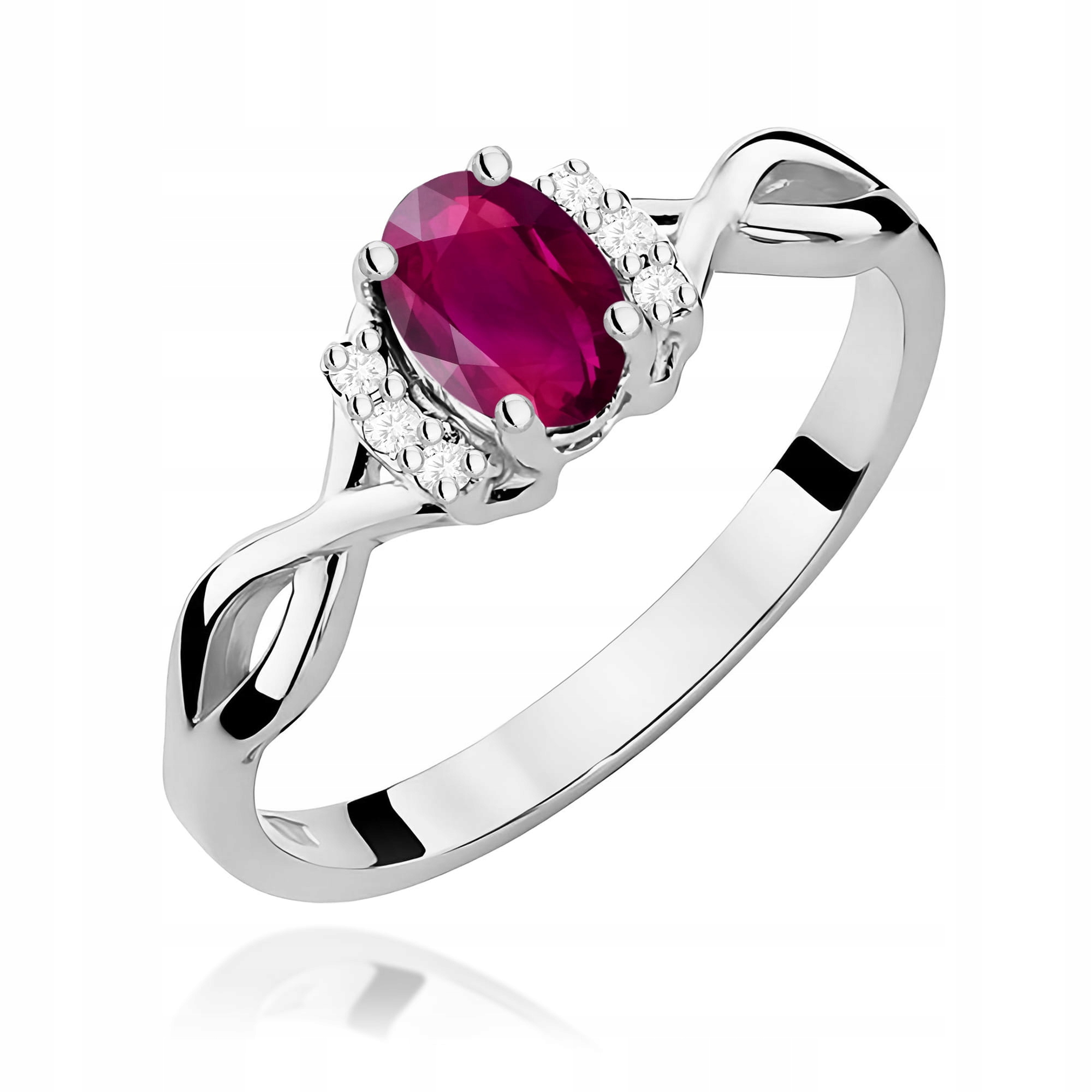 Prstýnek z bílého zlata 585 s rodolitem a elegantním očkem