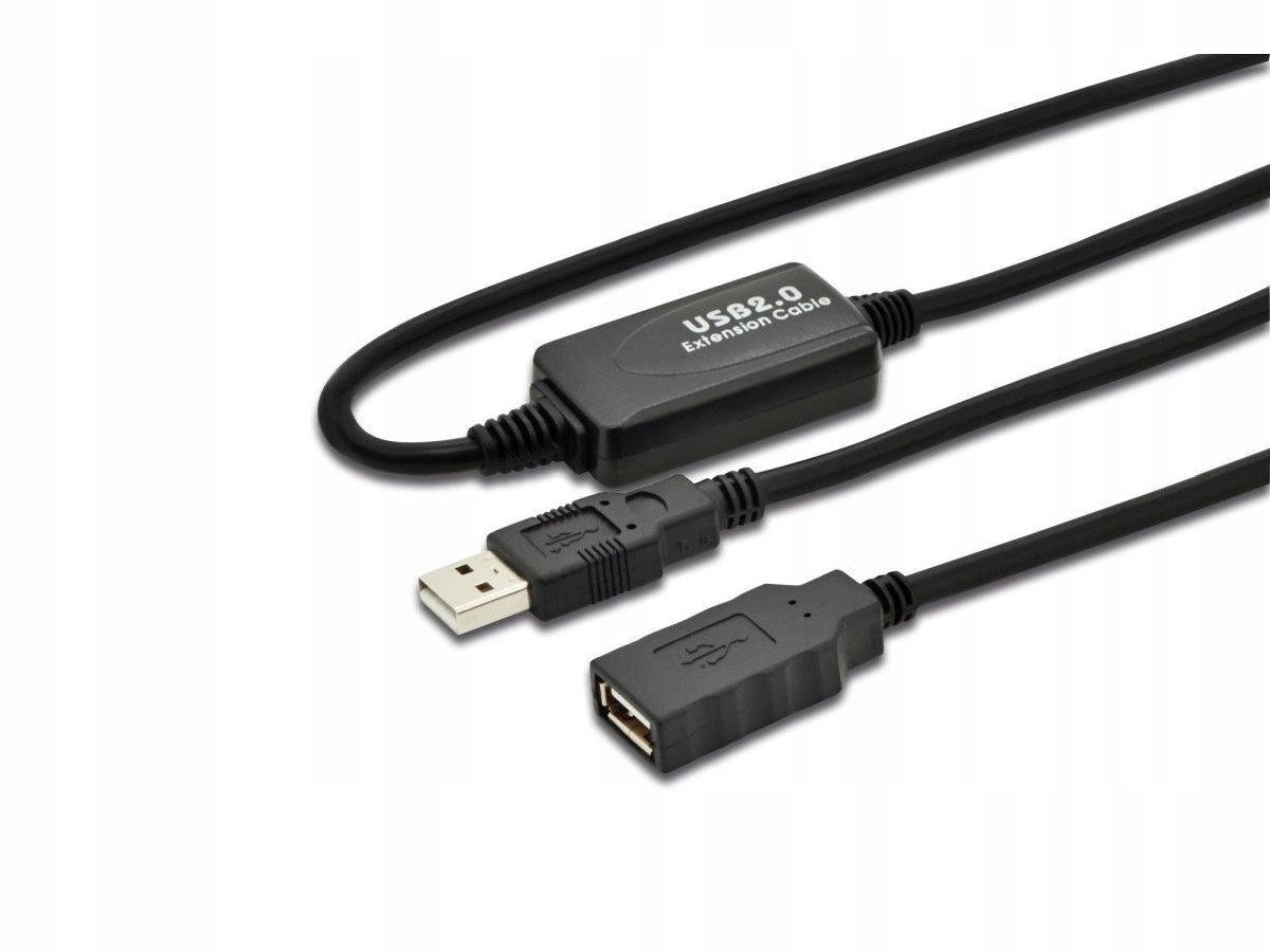 Repeater USB A/USB A M/Ż czarny 10m