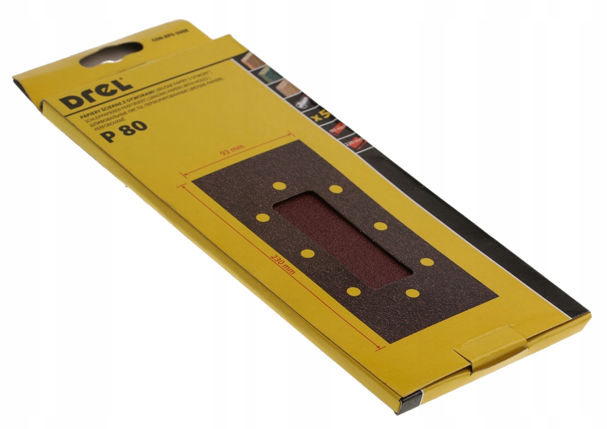 PAPIER ŚCIERNY PAPIERY Z OTWORAMI 93x230mm P80 Marka Condor