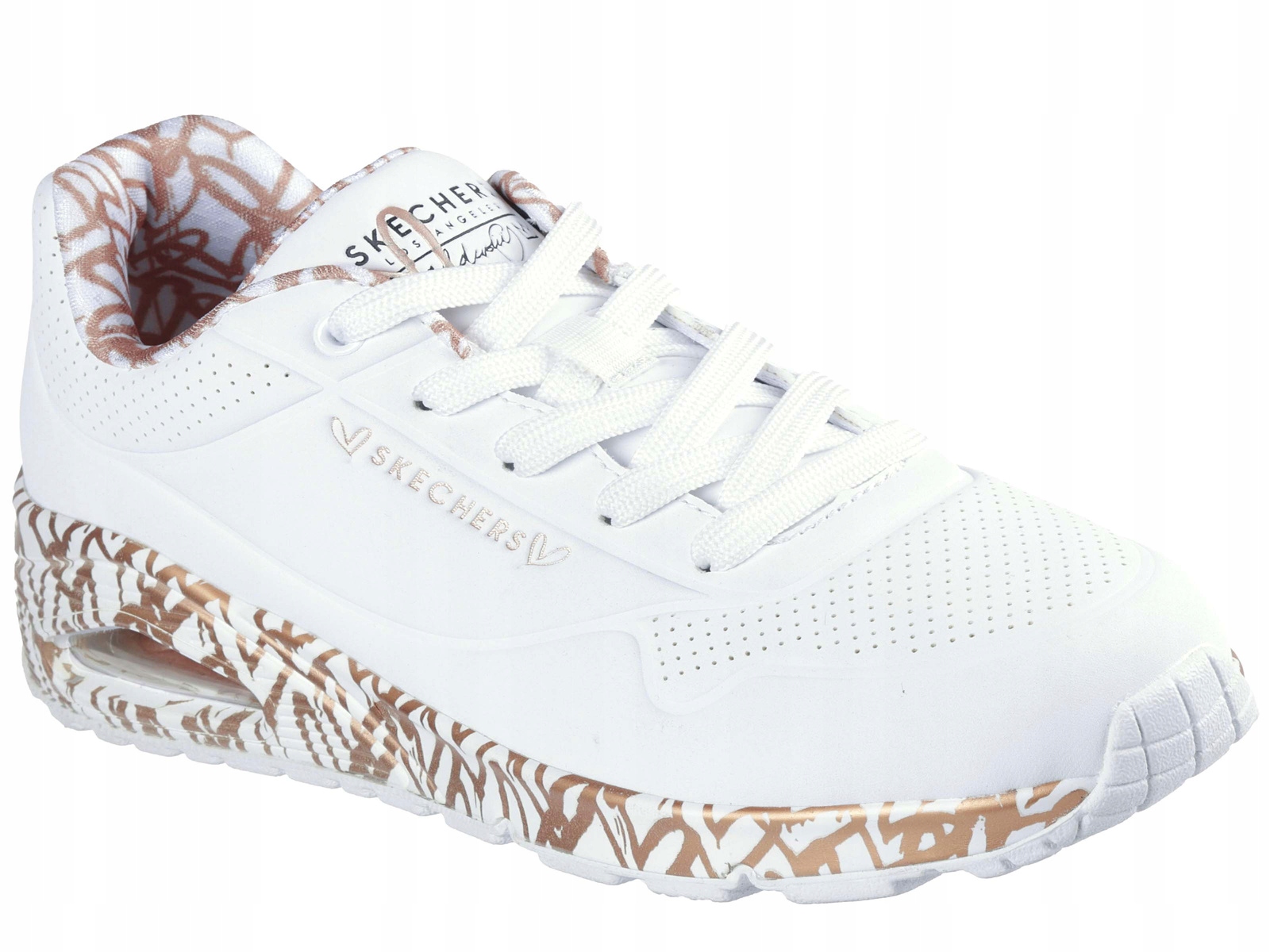 Skechers Uno Loving Love 155506 Wtrg Buty Damskie Sneakersy Biało Złote