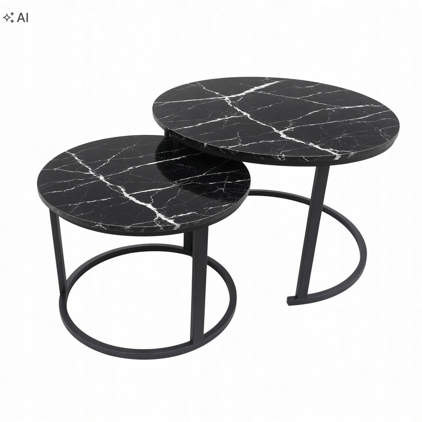 Set 2x Konferenční Stolek do obývacího pokoje Kulaté pomocné stolky Moderní