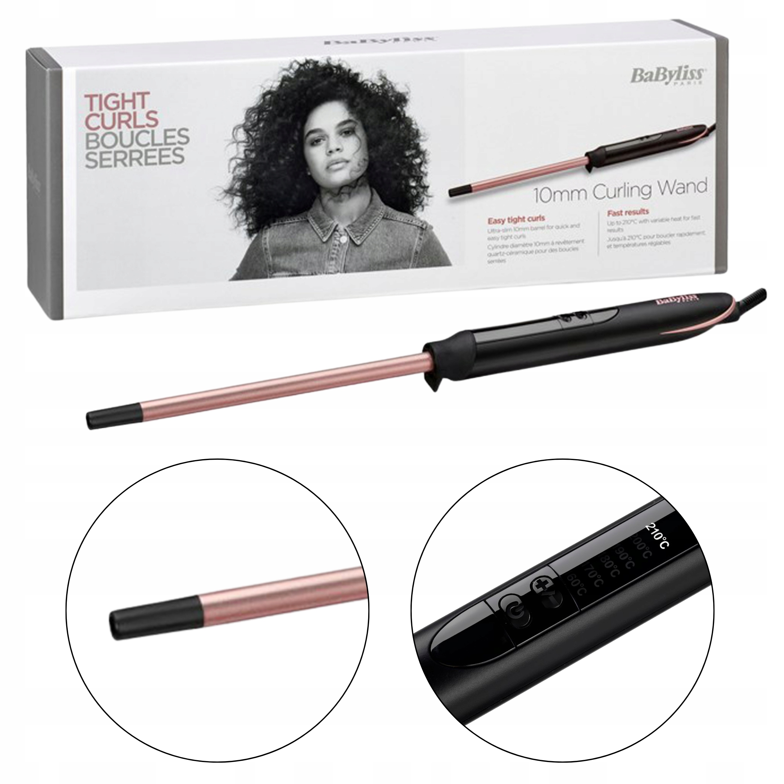 Kulma na vlasy Babyliss C449E styling účes kroucení 10mm černá