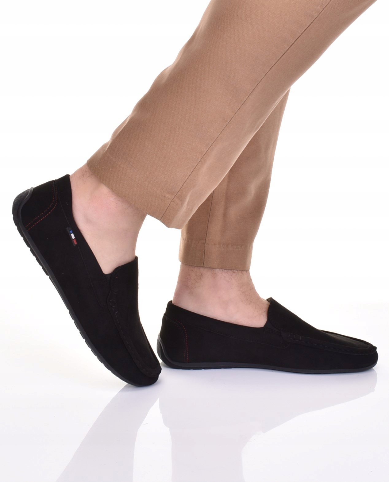 MĘSKIE MOKASYNY ELEGANCKIE OBUWIE WSUWANE CASUAL CZARNE Rozmiar 43