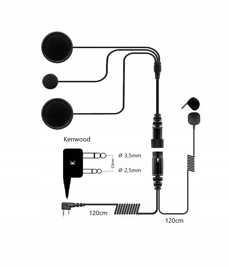 Sluchátka Do Helmy Pro Radiostanici Baofeng Konektor K