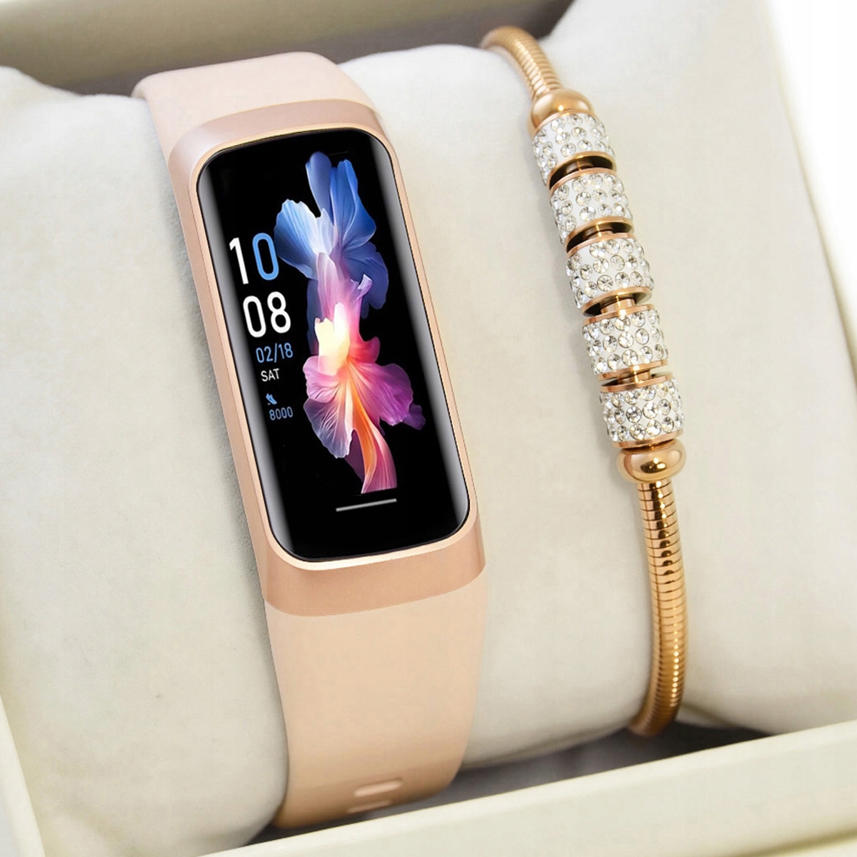 Dámský set hodinek Smartband Gravity Amoled Sms Kroky Puls Teploměr