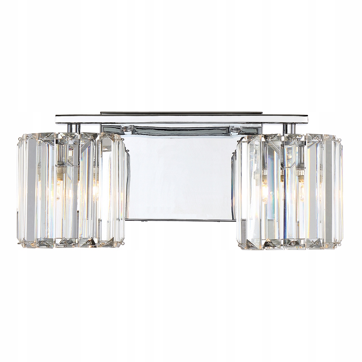 Dvojitá stenová lampa do kúpeľne s krištáľovým tienidlom chróm glamour Quoizel