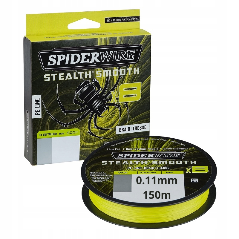 SPIDERWIRE Plecionka STEALTH SMOOTH x8 0.11mm 150m - ŻÓŁTA