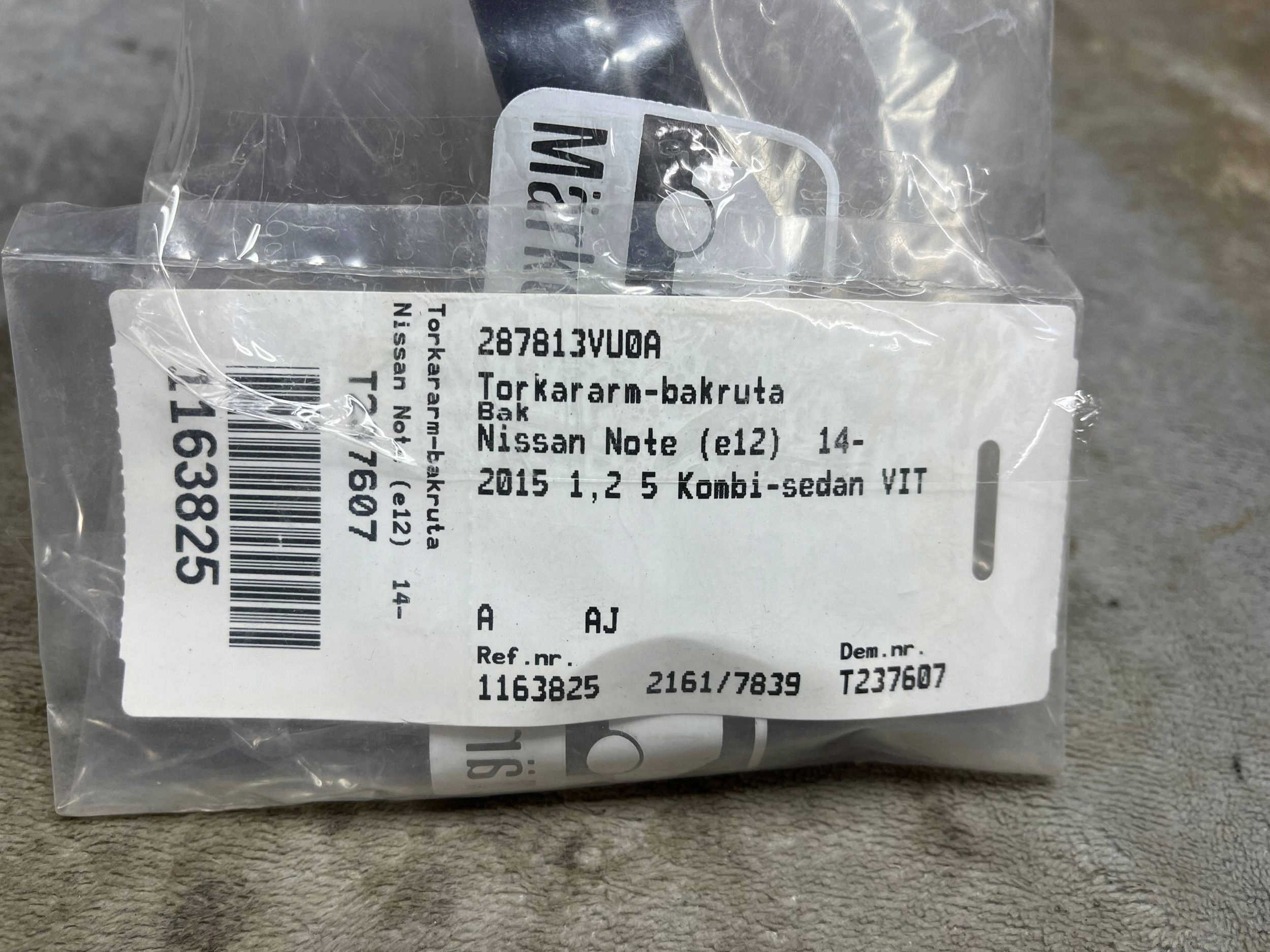 NISSAN NOTE Scheibenwischer heckklappe 287813VU0A !J