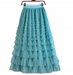 elegantní rozšířená tylová Sukně v mořské modré barvě