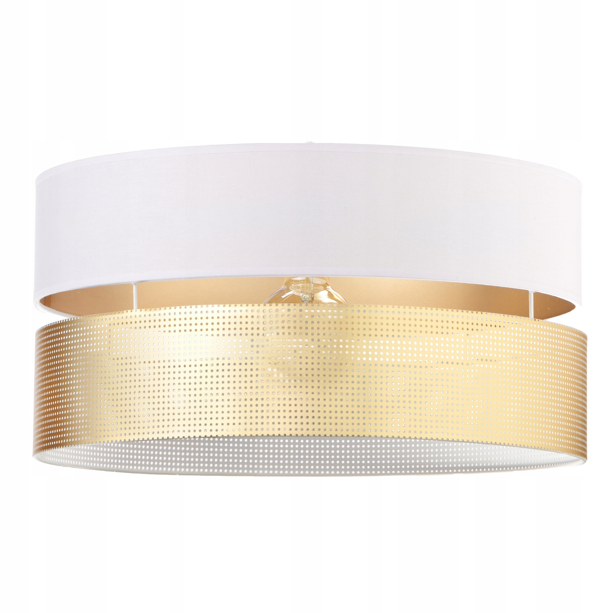 Velké Stínítko Válec Pro Stropní Lampy Duo Díry Zlaté Stínidlo XXL 40 CM Polské