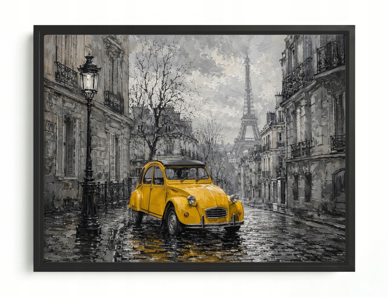 Obraz Rama American Box Mesto Francúzsko Paríž Ulička Žltá Automobilka 80x60