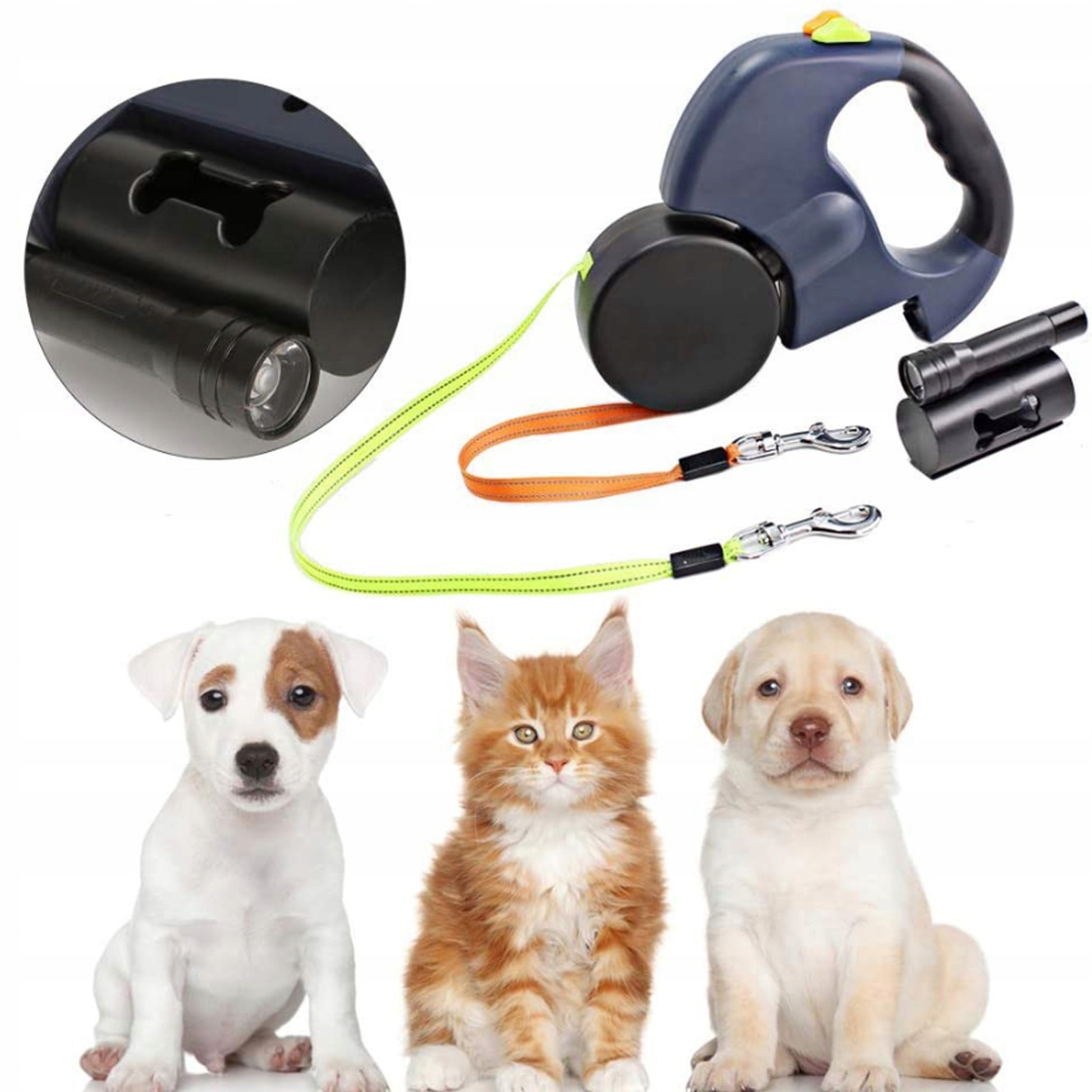 Levně Automat Elastická Vodítko Páska Pro Dva Psy 10 Kg 3 m 2v1