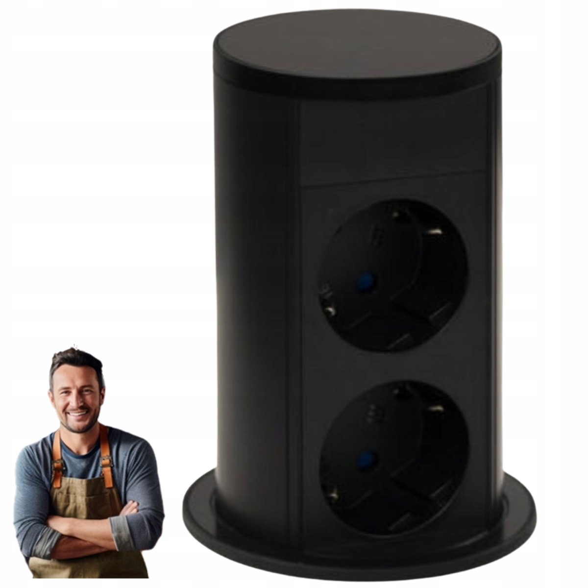 Nábytková zásuvka na desku Hafele Versalift Round 2x Schuko černá