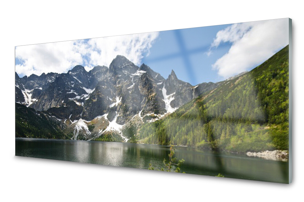 

Panel szklany do kuchni Góra Jezioro Las 125x50