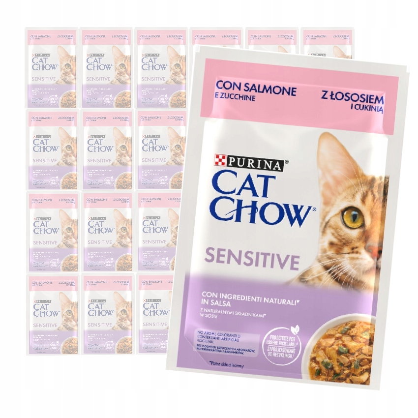 Levně Purina Cat Chow Sensitive 24x85g Pro Kočky Krmivo S Cuketou V Omáčce