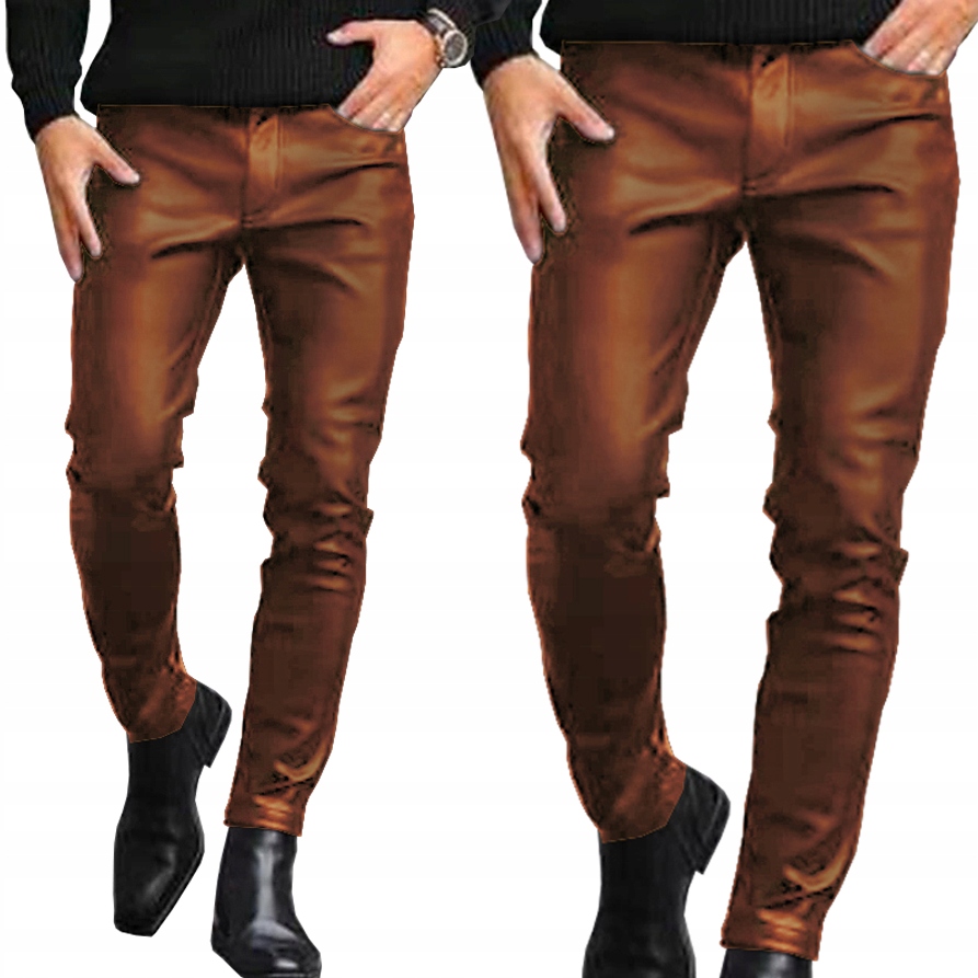 Pánské kalhoty Casual Slim Fit Voskované trubičky z kůže