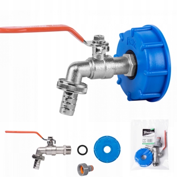 KRAN DO ZBIORNIKA IBC 1000L ZAWÓR DO MAUZERA Wąż 1/2 Szybkozłączka ogrodowa Kod producenta IBCS60-KK04123413Z