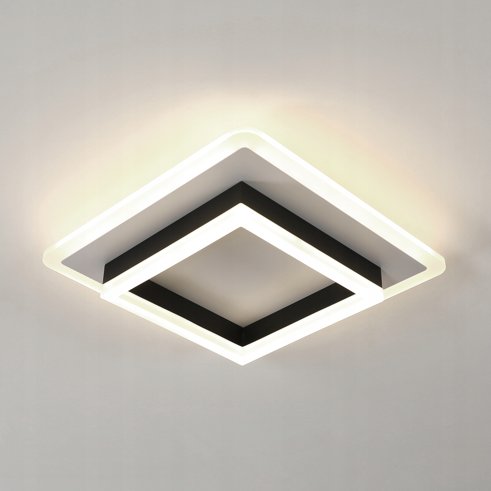 Stropní svítidlo Led Plafond Černé+bílý Čtverec Moderní Obývací Pokoj 4500K 30W
