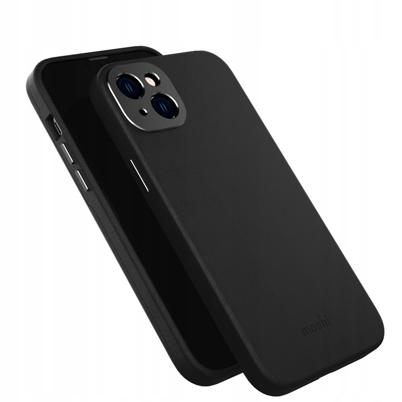 Moshi Napa Slim MagSafe – Kožené puzdro pre iPhone 14 Plus (Midnight Black)
