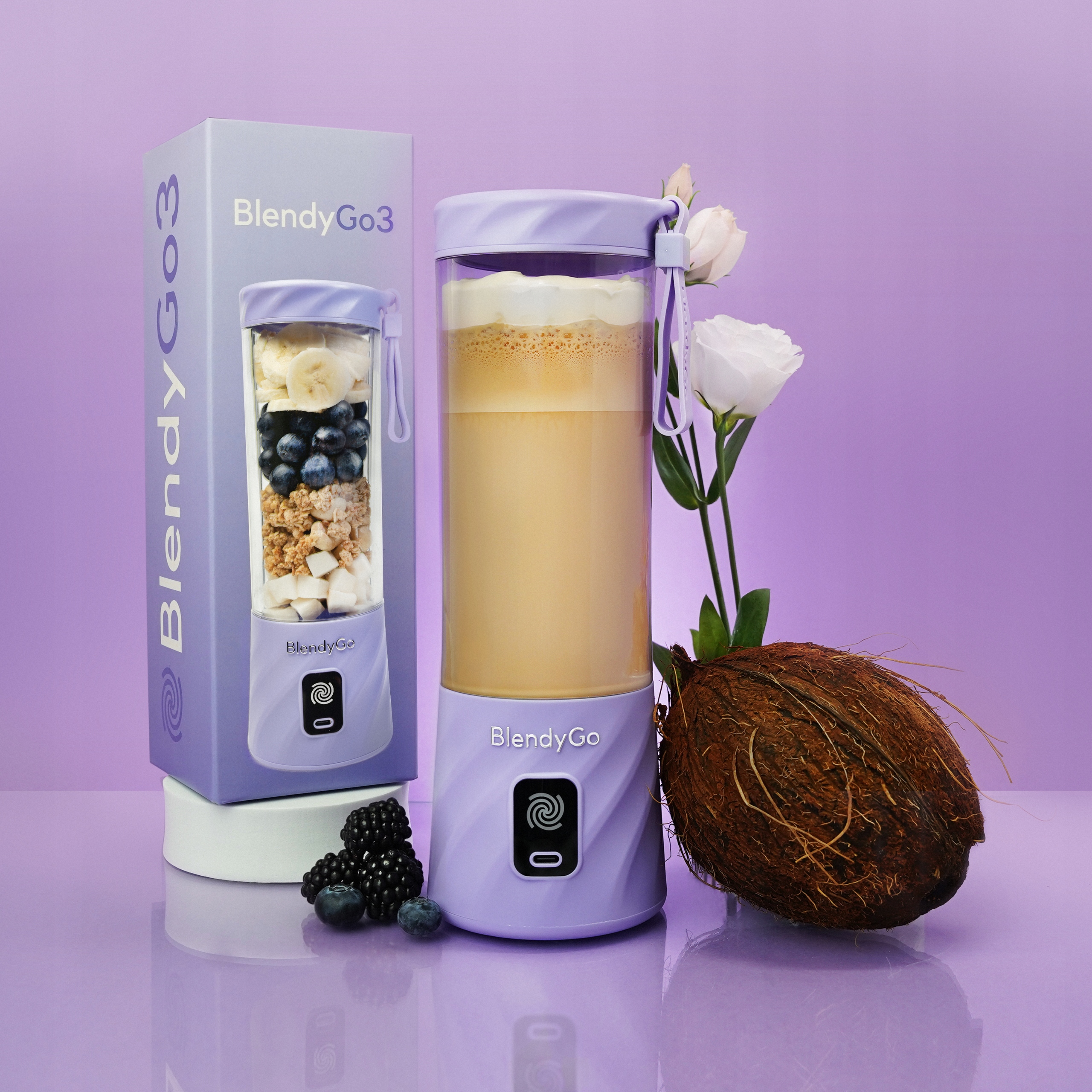 BLENDYGO 3 Przenośny Blender Smoothie USB 550ml BPA Free Lavender — miniatura 13