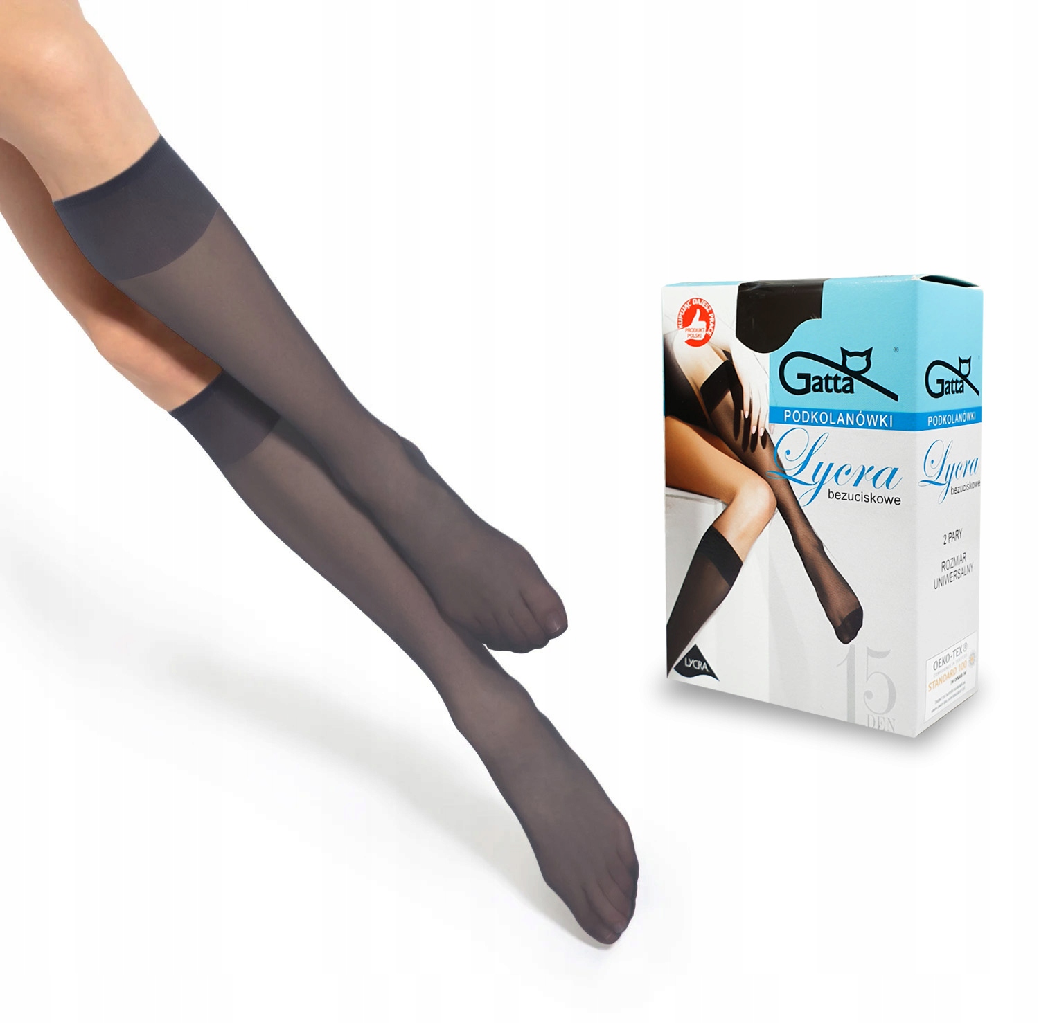 

Podkolanówki 2 pary Gatta Lycra 15DEN grafit
