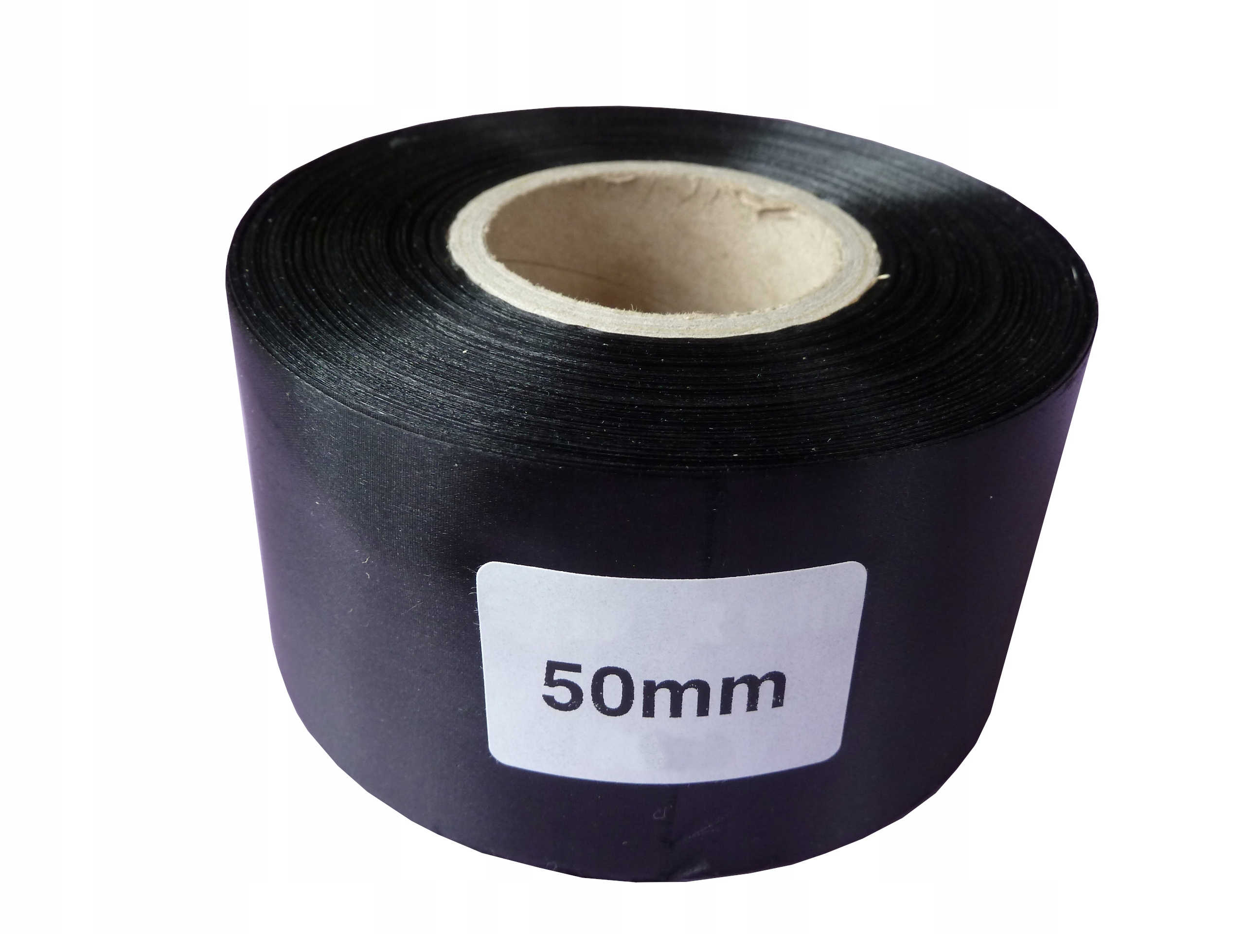 Saténová Černá páska na roli 50 mm 200 m, všivka na štítku