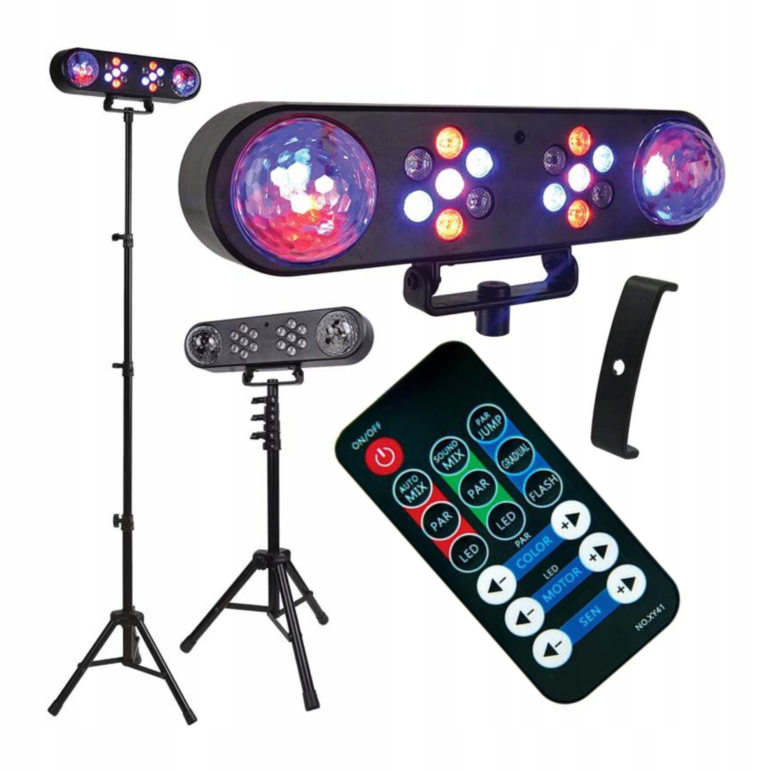 Zestaw Oświetleniowy Multiefekt Świetlny Led Disco Kula Par Statyw Pilot