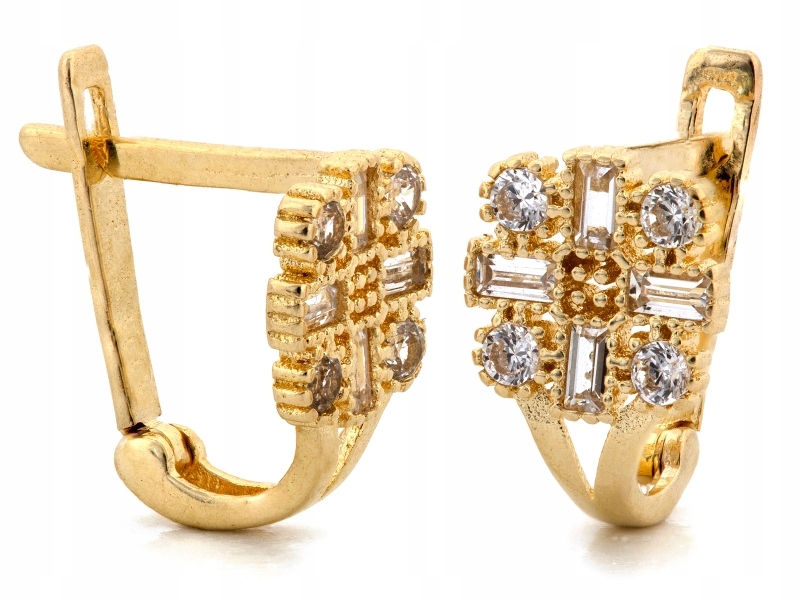 Anglické zlaté náušnice 585 jemné s zirkony jsou ideální jako dárek 14-kt