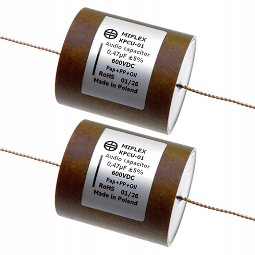 Měděný audio kondenzátor 0,47uF, 470nF 600V KPCU-01 Miflex 2 ks pár