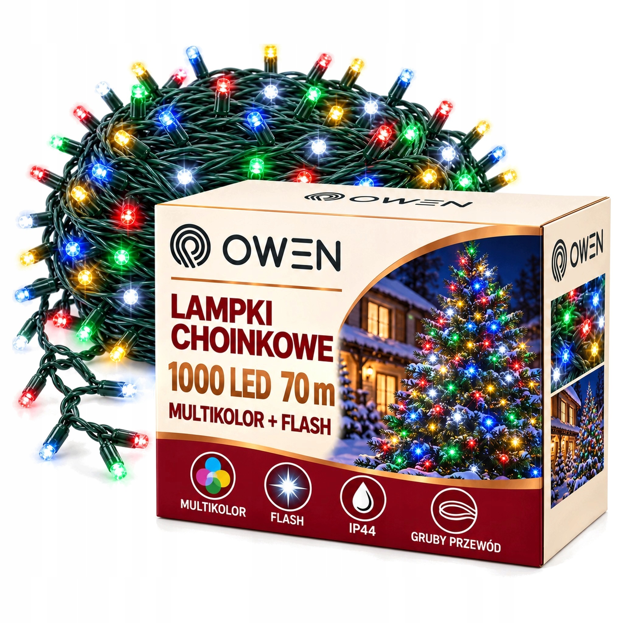 Vánoční osvětlení 1000 Led Barevné Multi Flash 70 m pro venkovní vánoční stromek