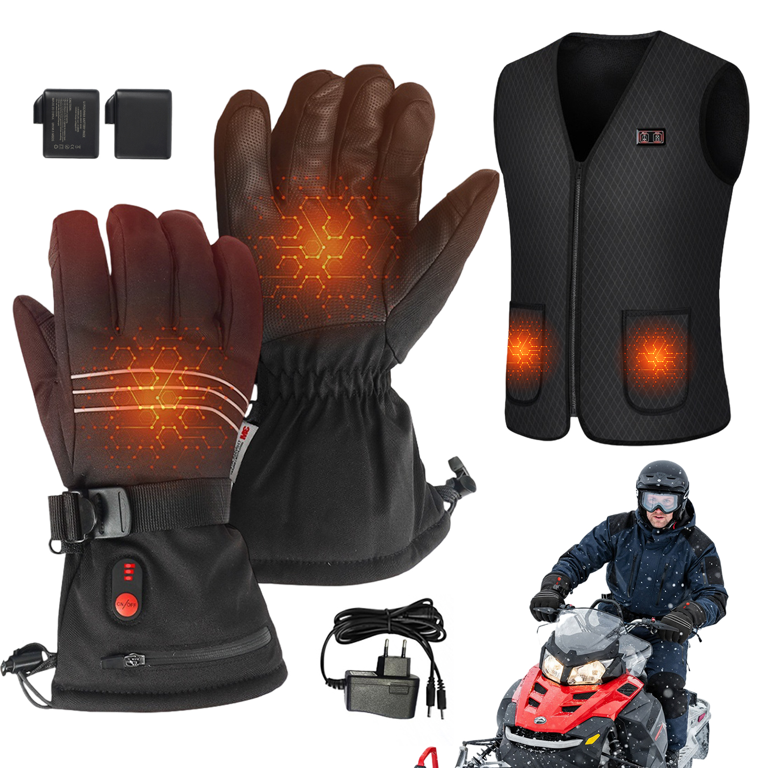 Zimní Topná Sada Vesta A Dotykové Rukavice Pro Motocyklistů