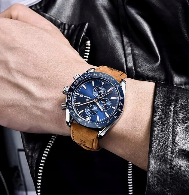 Zegarek chronograf AKNIGHT 5140M 3ATM BRĄZOWA TARCZA Model 5140M