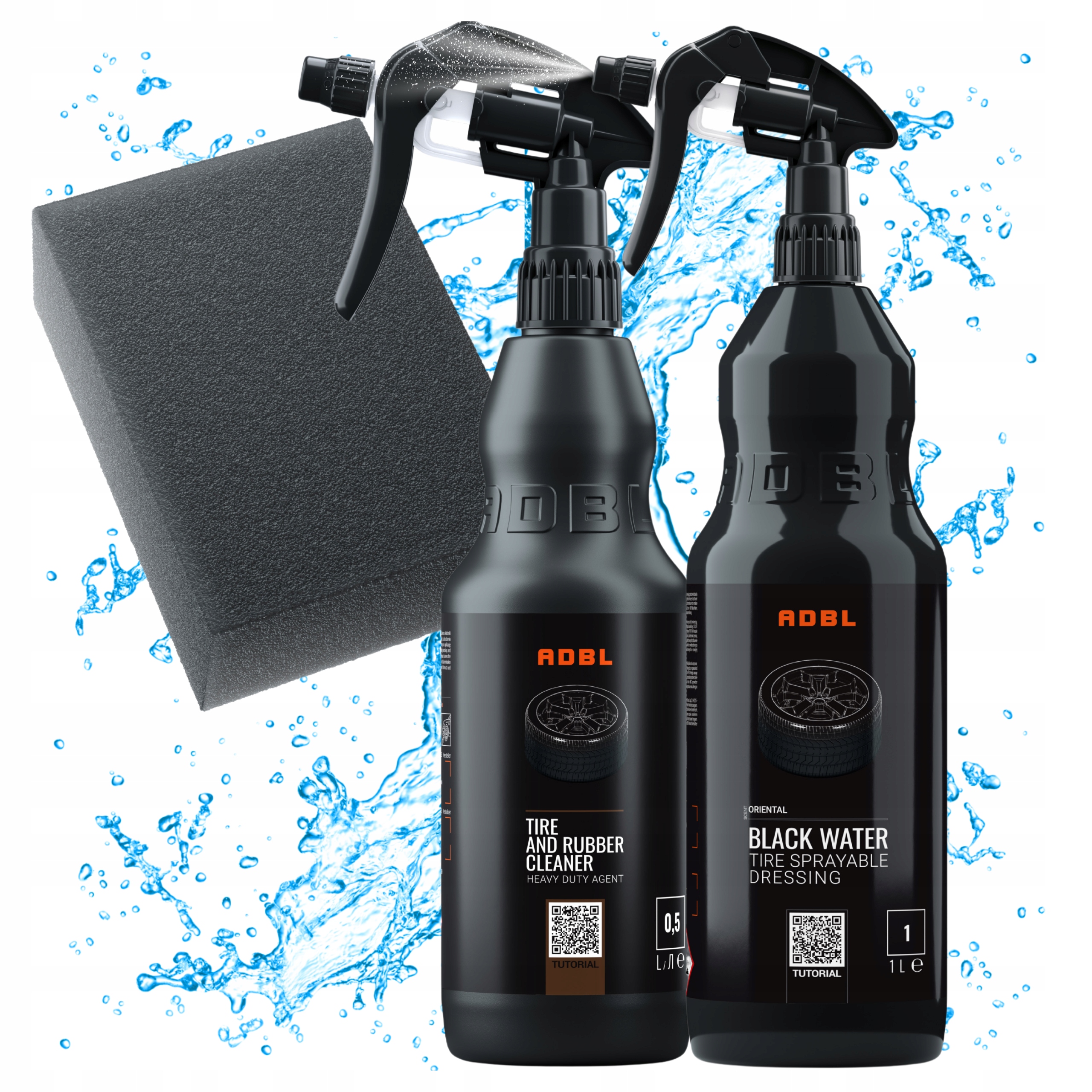 Adbl Black water 1L Adbl Tire And Rubber 500 ml One Shot sada na pneumatiky