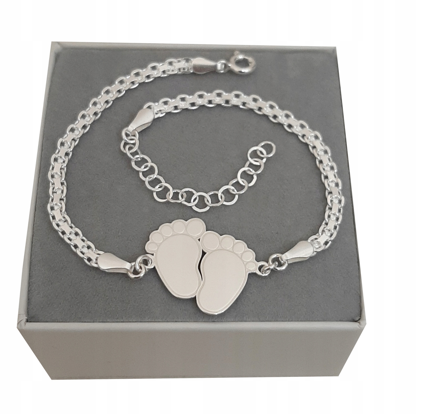 Stříbrný široký náramek na nohu gravírování bonus stříbro 925