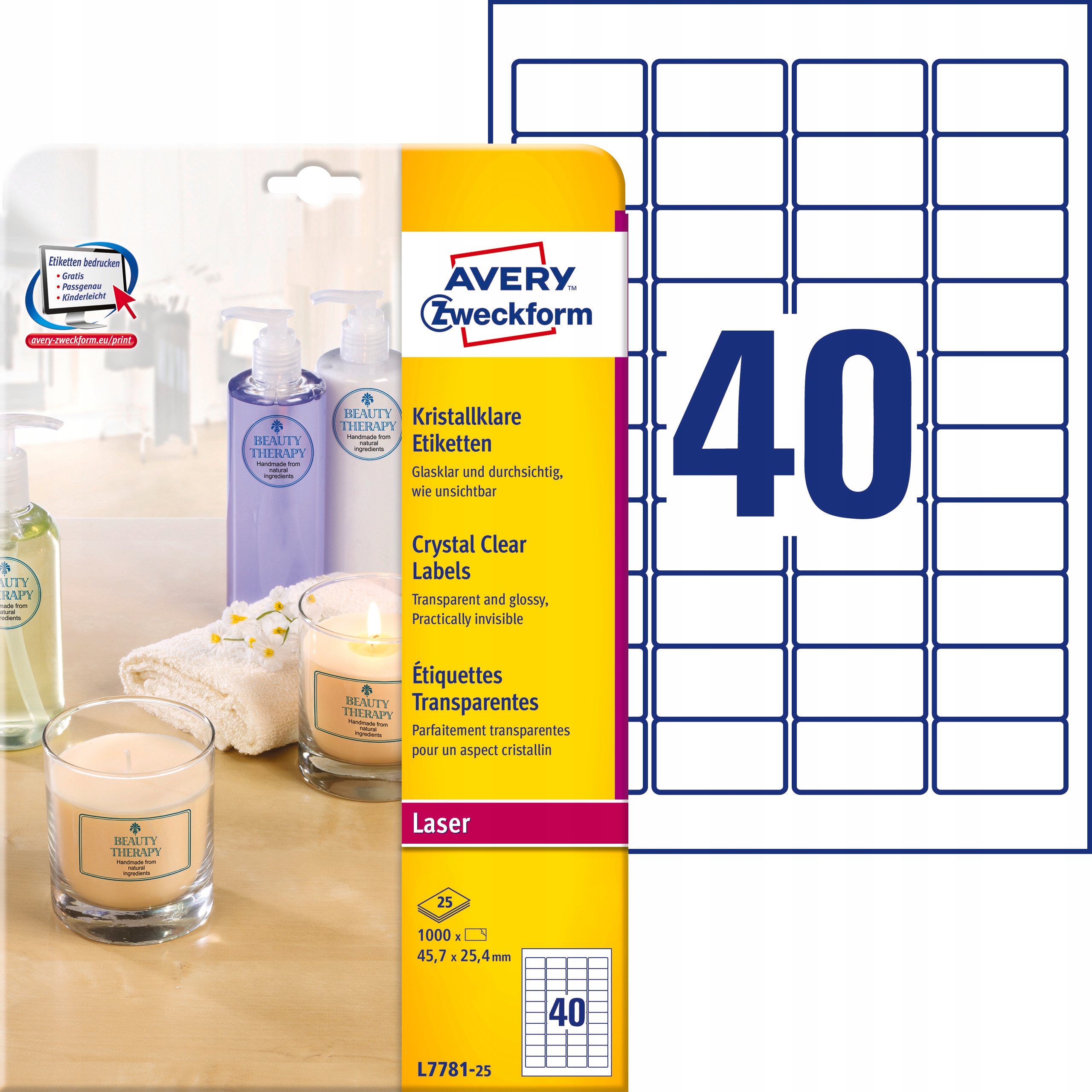 

Etykiety Przezroczyste Avery 45,7x25,4mm L7781-25