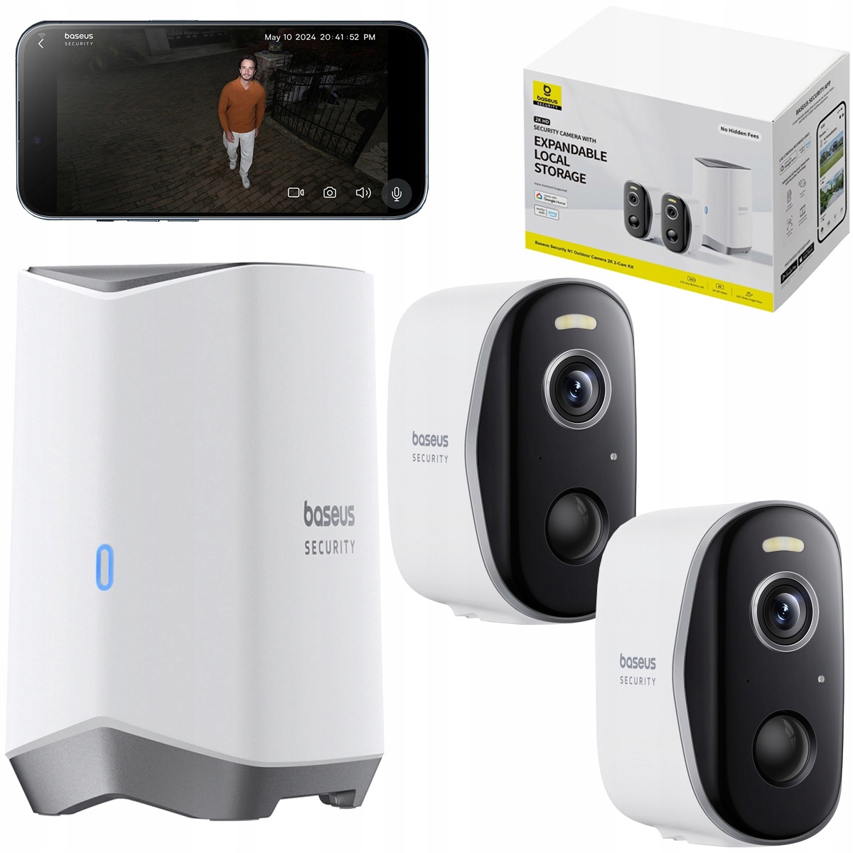 Baseus Bezpečnostní venkovní monitorování Bezdrátový 2 Kamery 2K Paměť 16GB