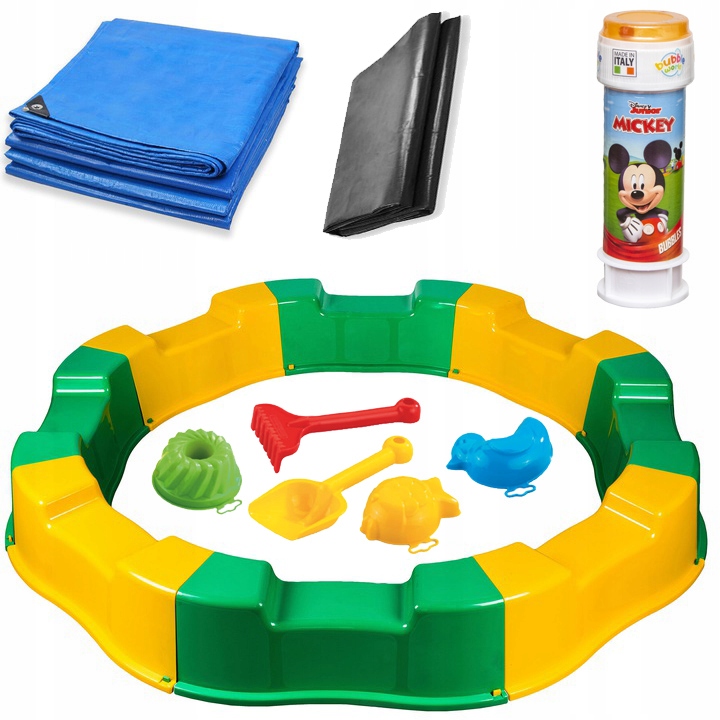 DUŻA PIASKOWNICA PLASTIKOWA ZABAWKI DO PIASKU BAŃKI MYDLANE SUCHY BASEN Marka inna