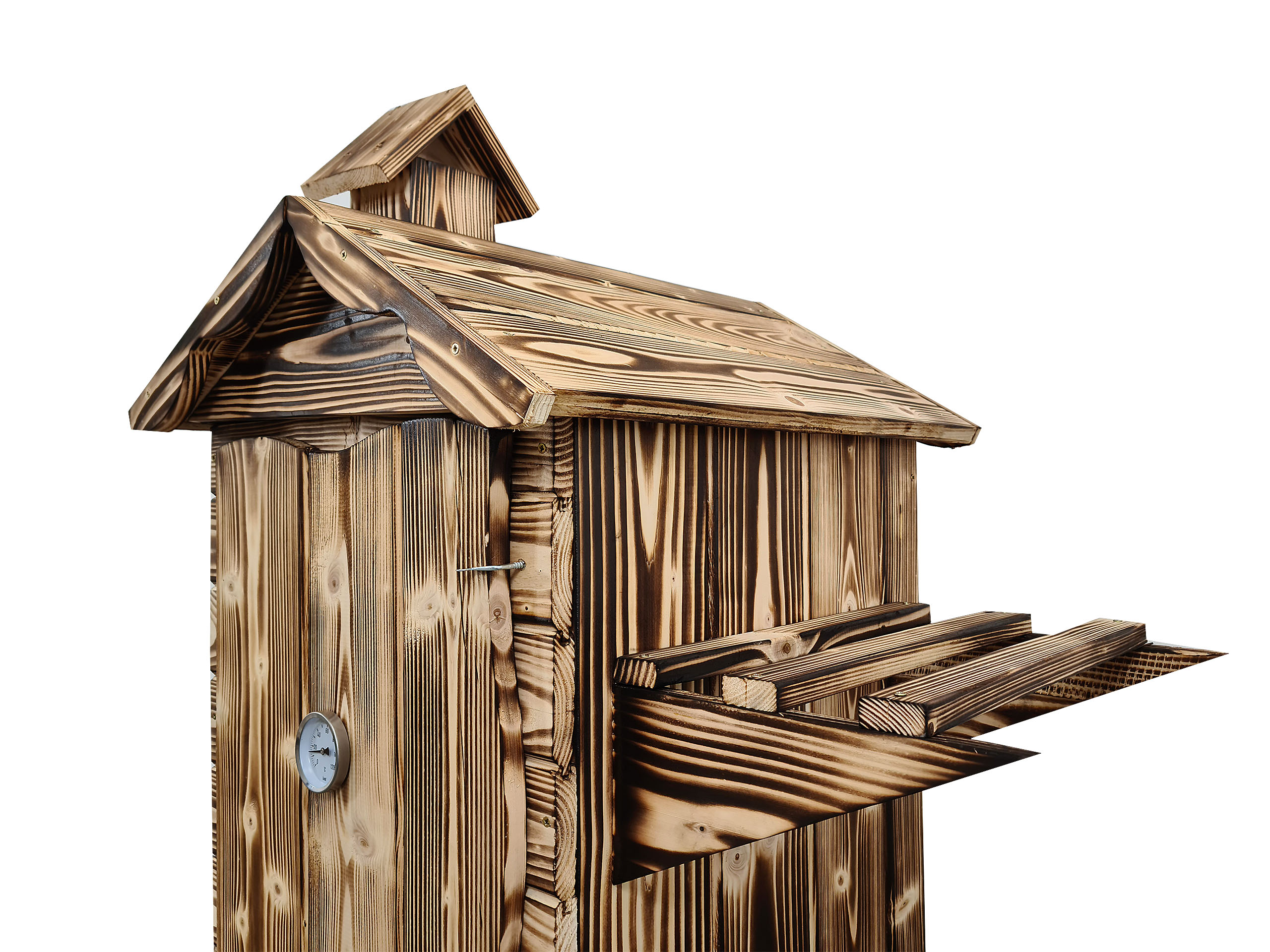 WĘDZARNIA Z PÓŁKĄ OPALANA DREWNIANA OGRODOWA Materiał drewno