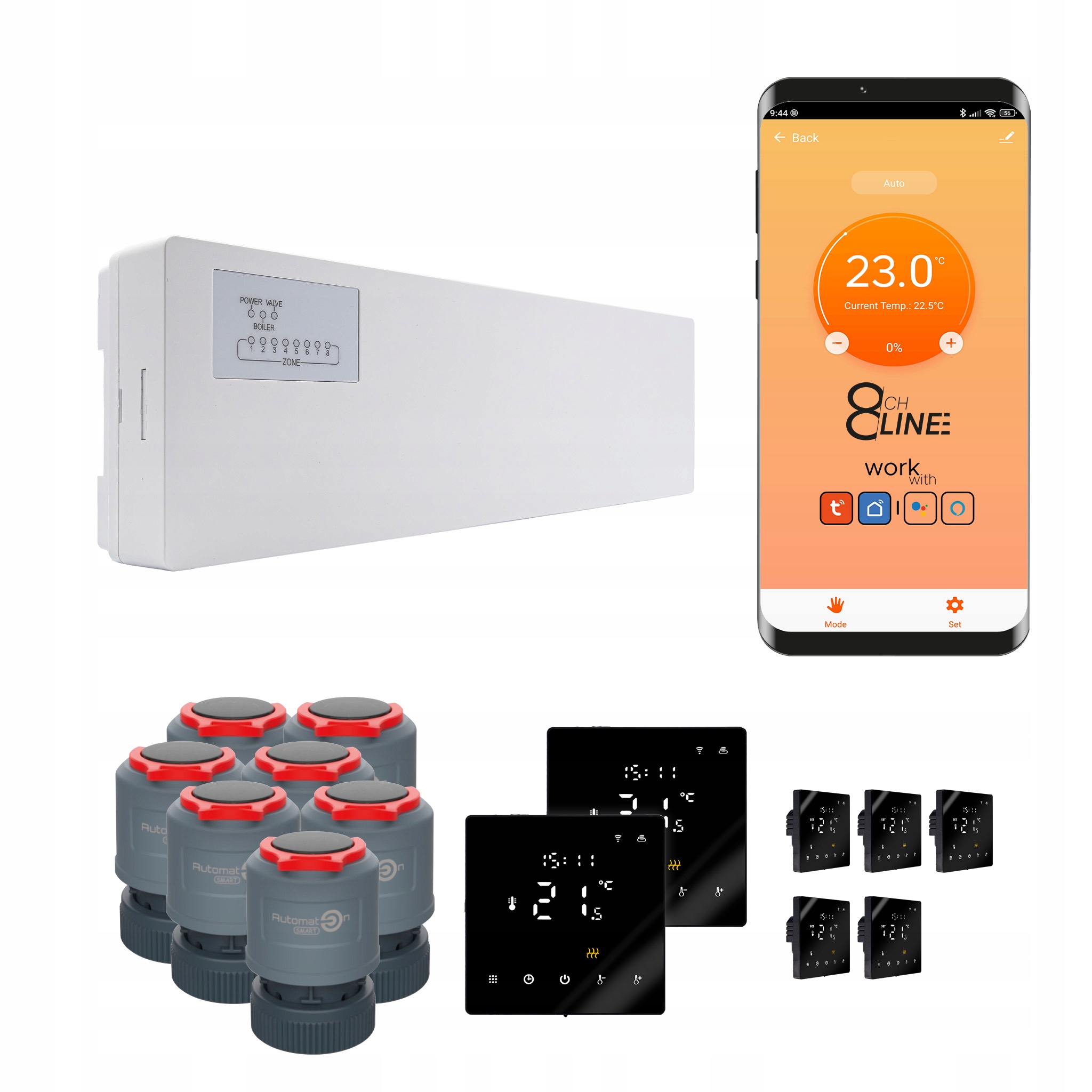 Súprava prívodov na vykurovanie 7 izieb, termostat PRO3 WiFi, čierna