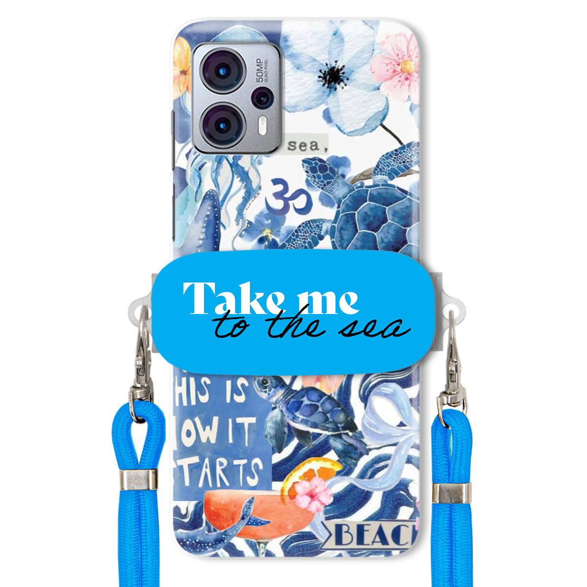 Puzdro pre Motorola G23 Premium Vodítko Modrá Držiak Take Me To The Sea