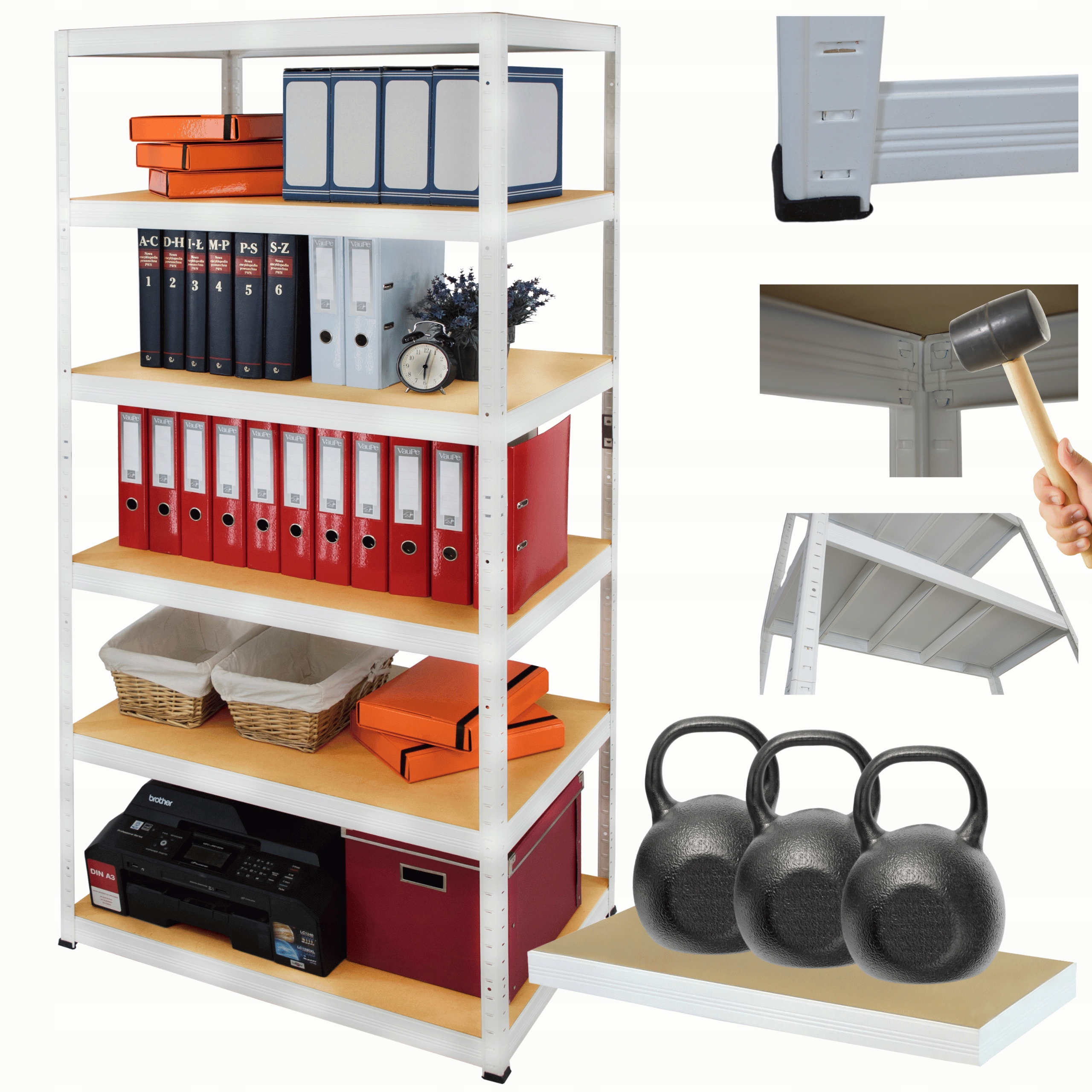 Kovový skladový regál Helios 213x110x50 cm 6Px350 kg Pevný